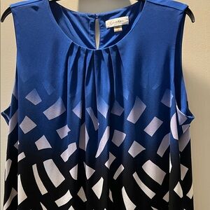 Calvin Klein Navy and White Geometric Dress